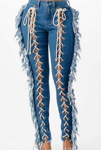 Laced Blue Jeans